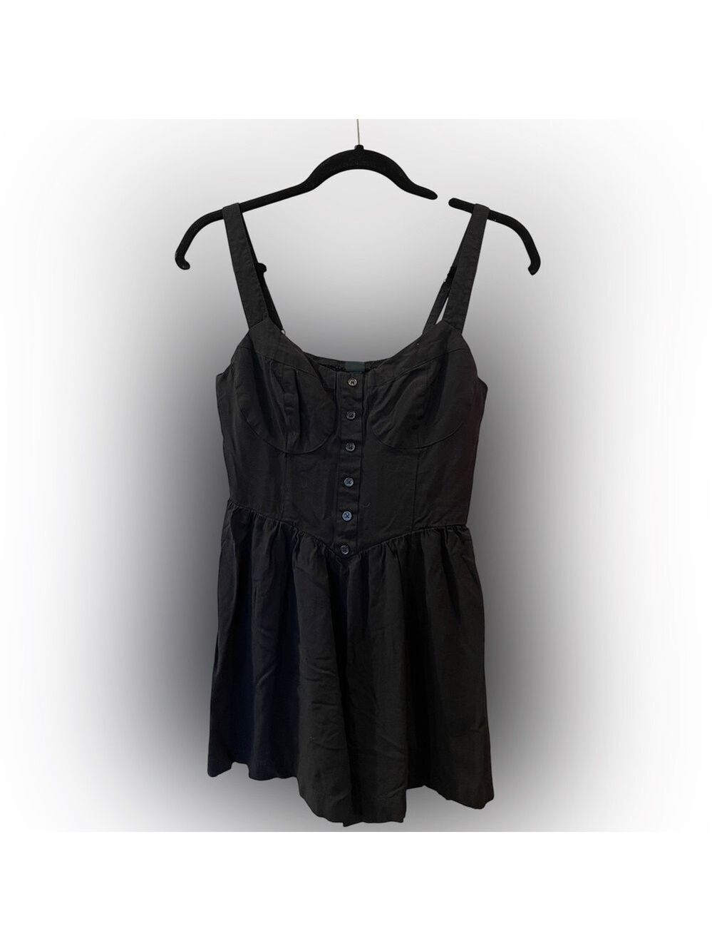 Wild Fable Womens Romper Black Button Front Adjustable Straps Elastic Back Small
